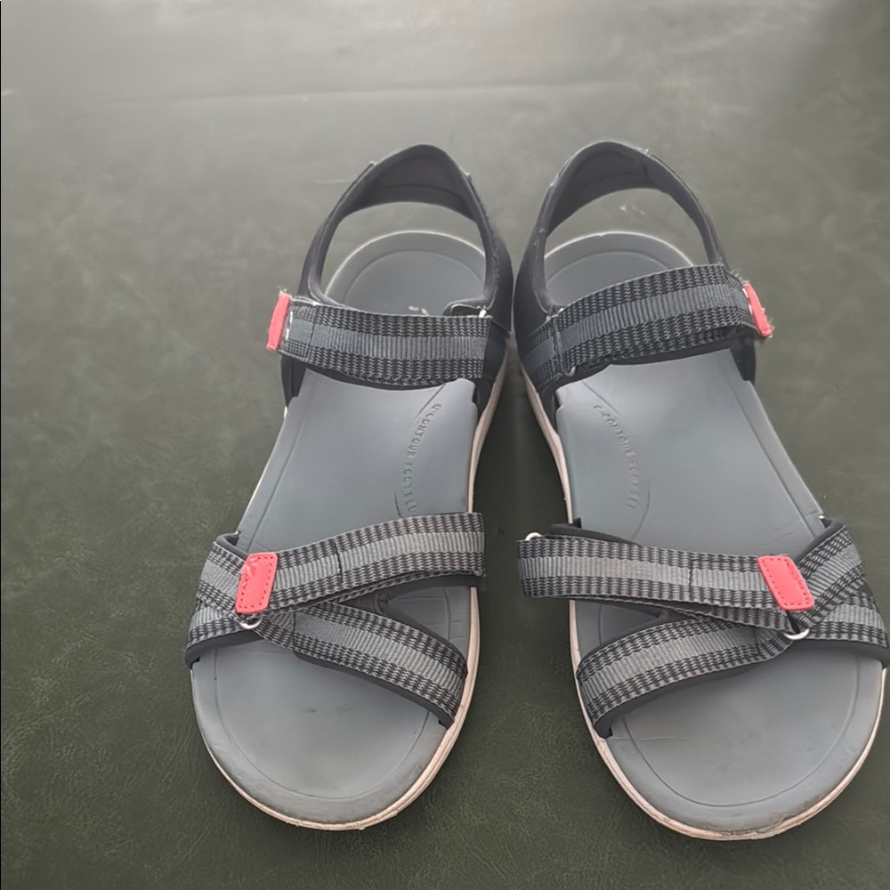 Ryka Women’s size 9 blue grey w/ Pink accents adjustable Sandals